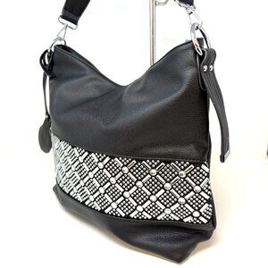 💖HOT! Black Crystal Embellished Hobo Bag
